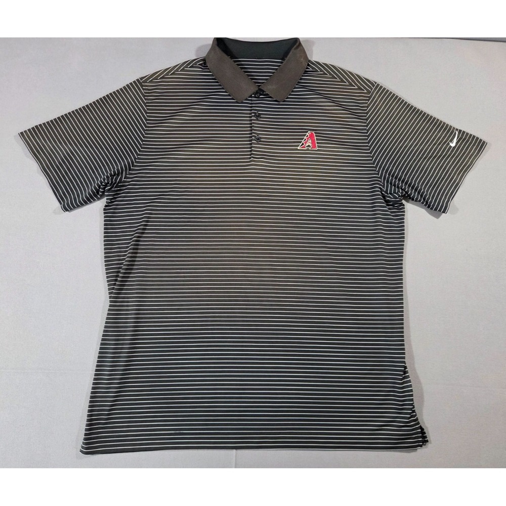 Nike Diamondback Shirt Mens Extra Large Black Stripped Arizona MLB Stretch Polo